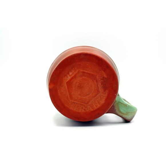 Pair of Frankoma Avocado Green "Wagon Wheel" Mugs - Picture 7 of 13